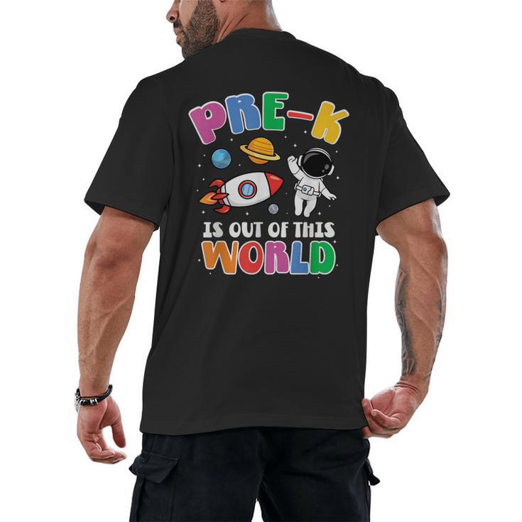Pre-K Student Teacher Astronaut Space Back To School Men's Back Print T-Shirt