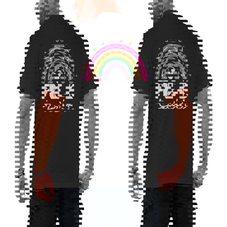 Pre-K Teacher Cute Pre Kindergarten For Teachers Rainbow For Men Women Kids Men&#x27;s Back Print T-Shirt