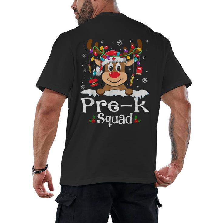 Pre-k Teacher Squad Reindeer Teacher Christmas Men's Back Print T-Shirt