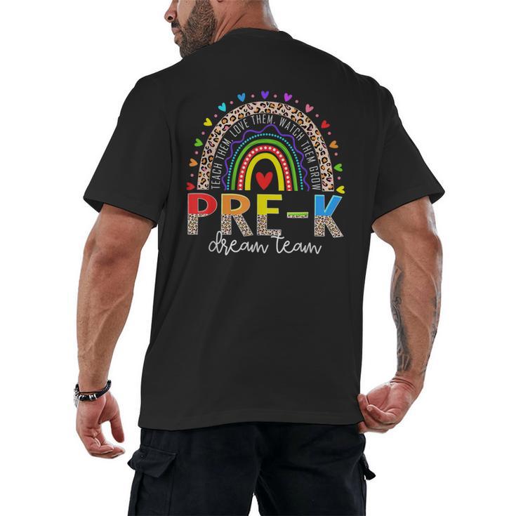 PreK Dream Team Leopard Rainbow Teacher Squad Back To School Men's Back Print T-Shirt