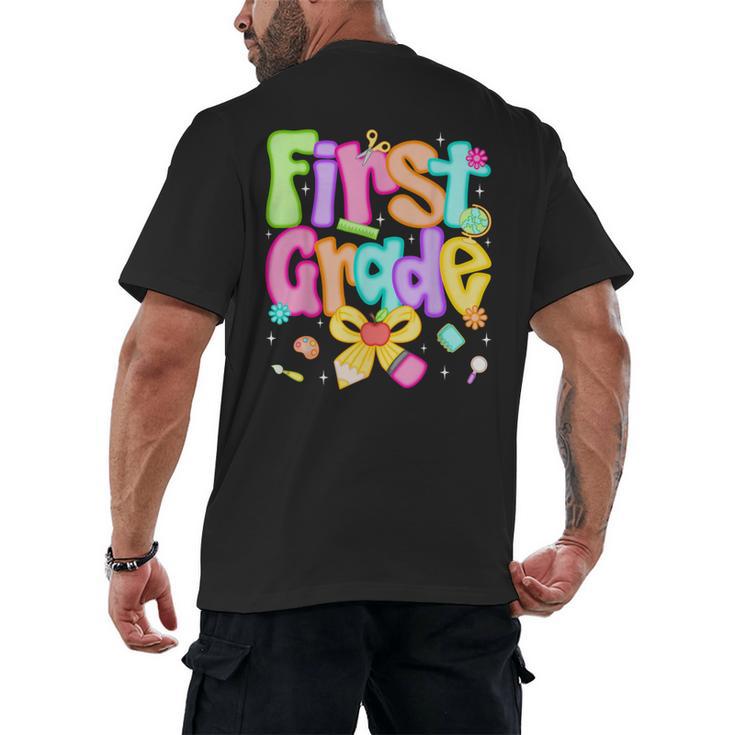 Preppy First Grade Back To School 1st Grade Teacher Girl Kid Men's Back Print T-Shirt