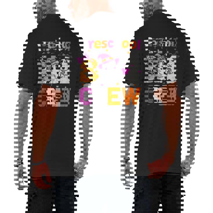 Preschool Boo Crew Preschool Halloween Teacher Kids Men&#x27;s Back Print T-Shirt