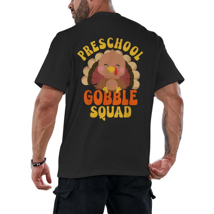 Preschool Gobble Squad Cute Turkey Thanksgiving Teacher Men's Back Print T-Shirt