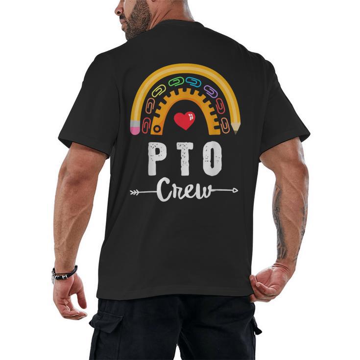 PTO Crew Parent School Volunteer Board Mom Parent Teacher Men's Back Print T-Shirt