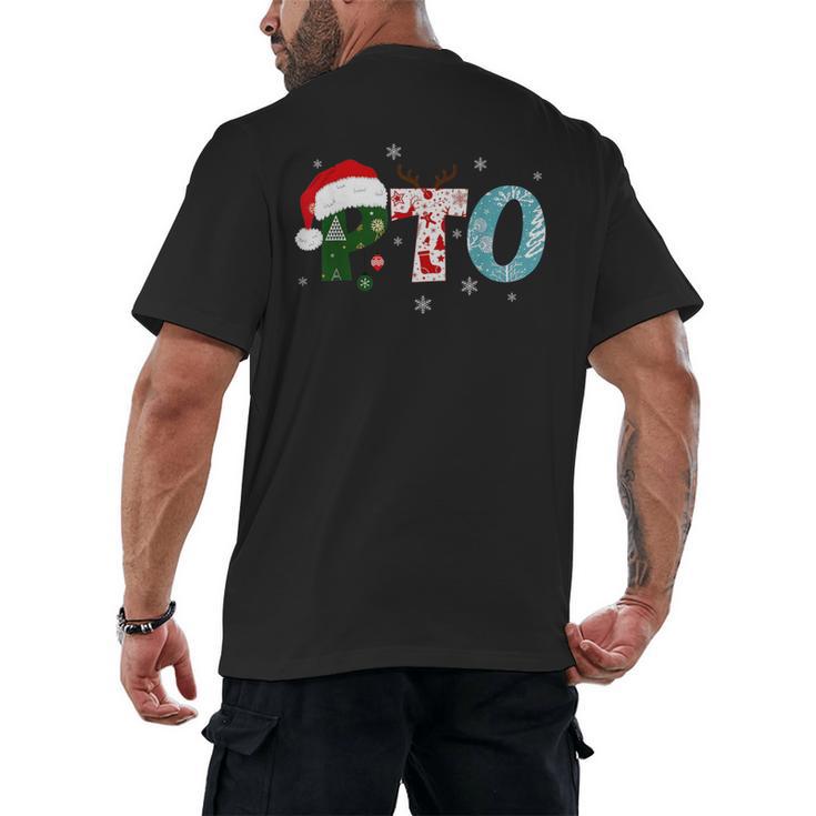 PTO Santa Hat Reindeer Parent Teacher Organization Christmas Men's Back Print T-Shirt