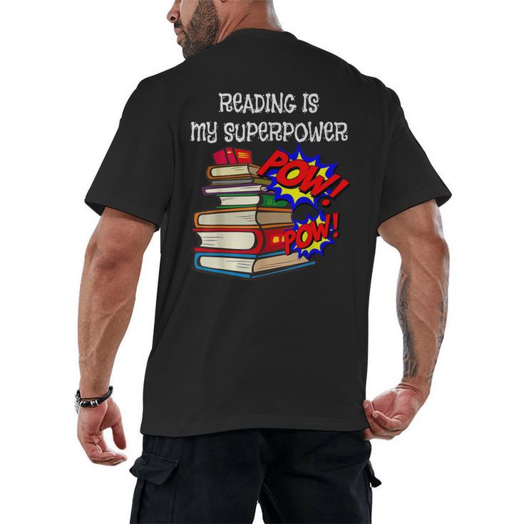 Reading Is My Super Power Superhero Best English Teacher Men's Back Print T-Shirt