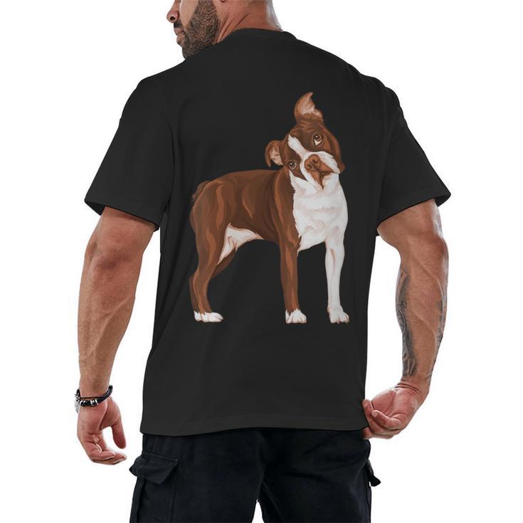 Red Boston Terrier Dog Men's Back Print T-Shirt