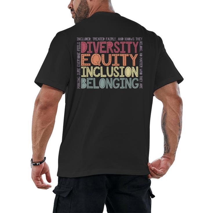 Retro Diversity Equity Inclusion Belonging DEIB Teacher Men's Back Print T-Shirt