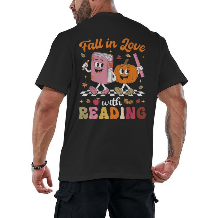 Retro Fall In Love With Learning Pumpkin Autumn Teacher Men's Back Print T-Shirt