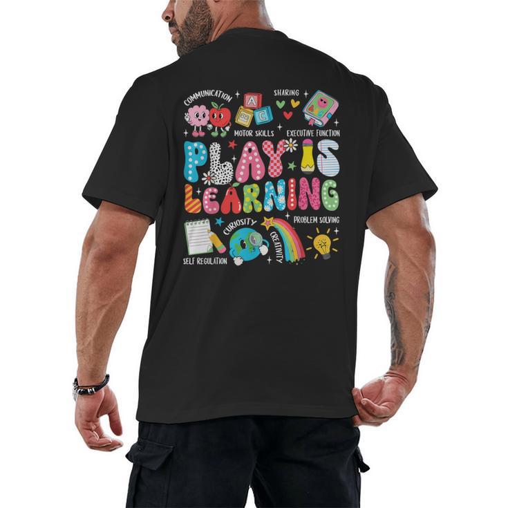 Retro Play Is Learning Kindergarten Teacher Team Women Men's Back Print T-Shirt