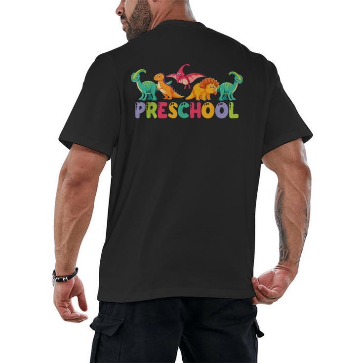Retro Preschool Cute Dinosaur Preschool Teacher Kids Boys Men's Back Print T-Shirt