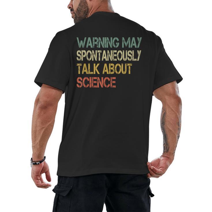 Retro Scientist Warning May Talk About Science Teacher Men's Back Print T-Shirt