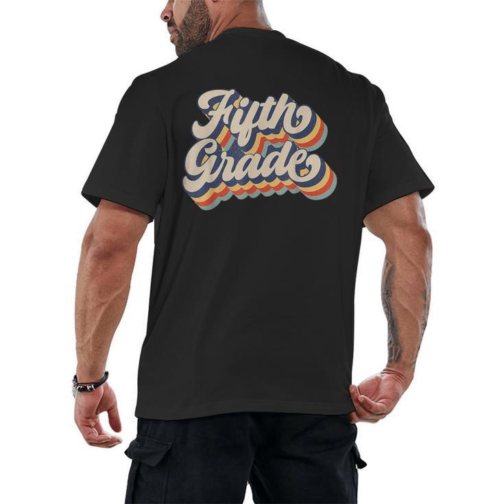 Retro Sunset Fifth Grade Teacher & Student Back To School Men's Back Print T-Shirt