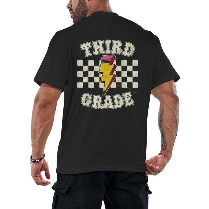 Retro Third Grade Teacher Lightning Bolt Pencil Teacher Kids Men's Back Print T-Shirt