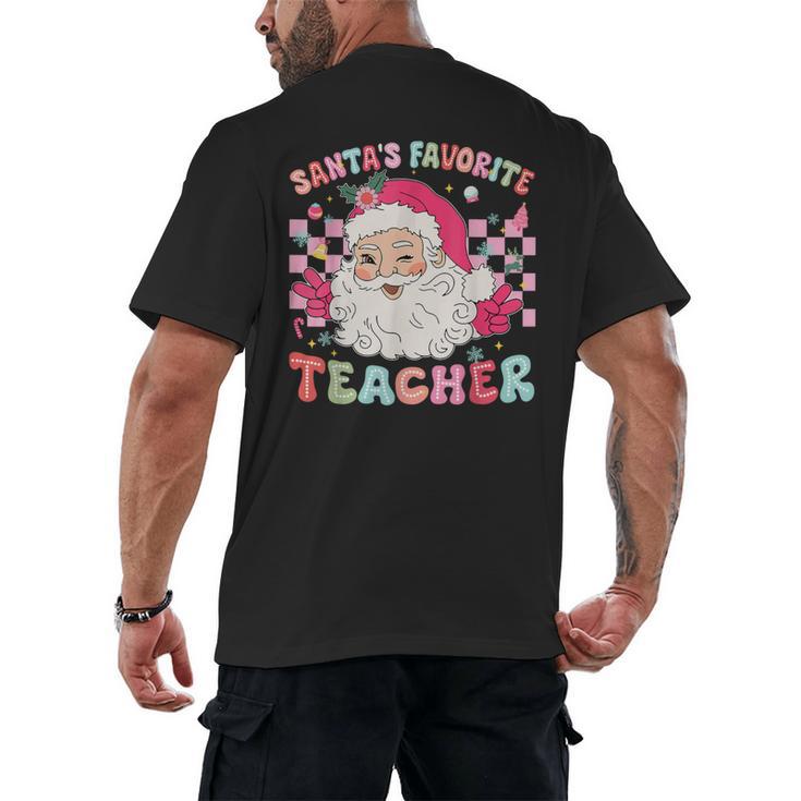 Santa Favorite Teacher Shirt Teacher Christmas Men's Back Print T-Shirt