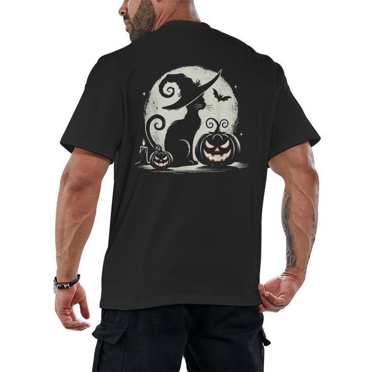 Scary Halloween Cat Costume Retro Cat Moon For Men Women Kids Men's Back Print T-Shirt