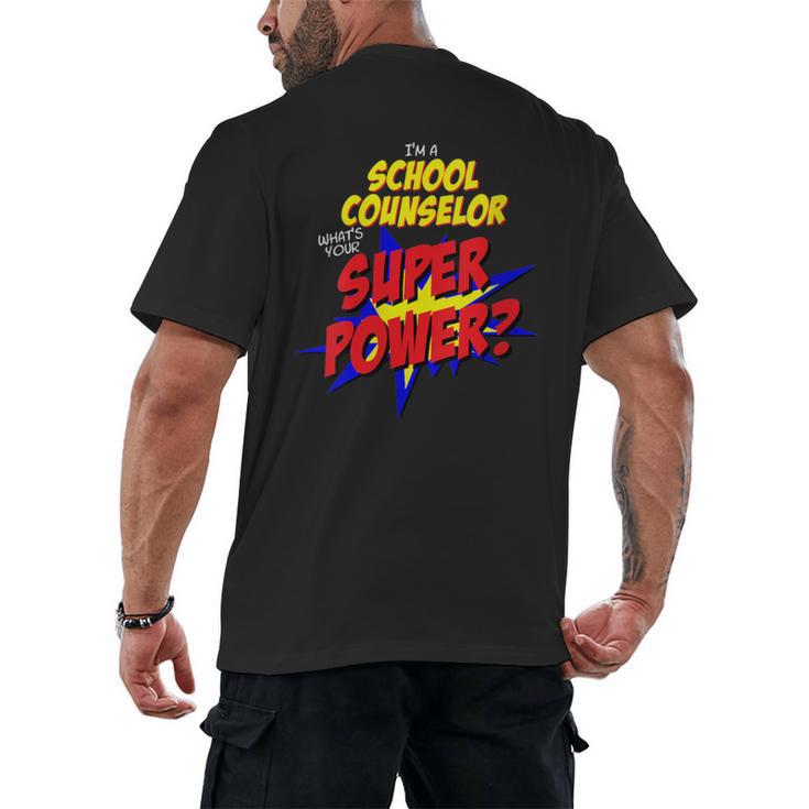 School Counselor Teacher Superhero Superpower Comic Book Men's Back Print T-Shirt