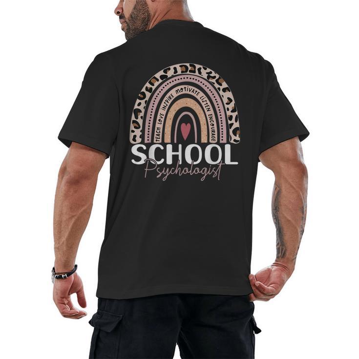 School Psych Teacher School Psychologist Leopard Rainbow Men's Back Print T-Shirt