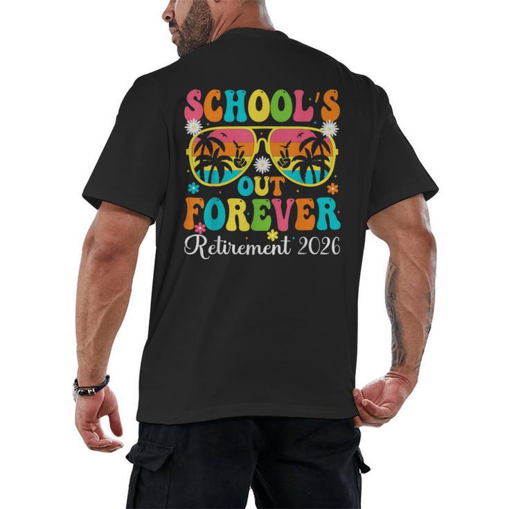 School's Out Forever Retirement 2026 Retro Retired Teacher Men's Back Print T-Shirt