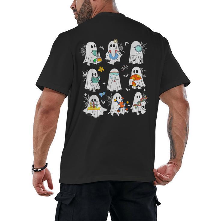 Science Teacher Ghost Laboratory Halloween Teacher Men's Back Print T-Shirt