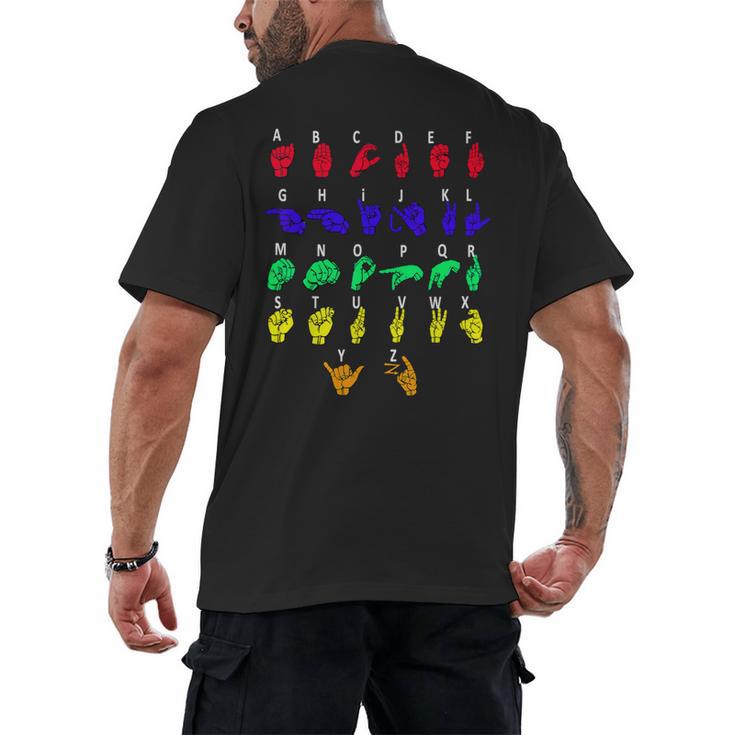 Sign Language Alphabet For ASL Interpreter Deaf Teacher Stud For Men Women Girls Kids Men's Back Print T-Shirt