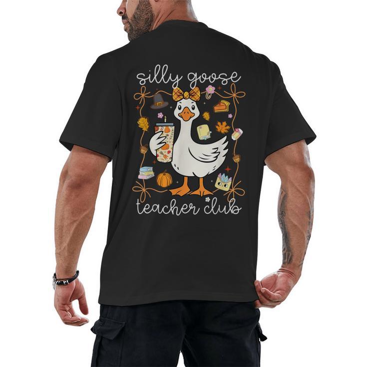 Silly Goose Teachers Club Cozy Fall Teacher Men's Back Print T-Shirt