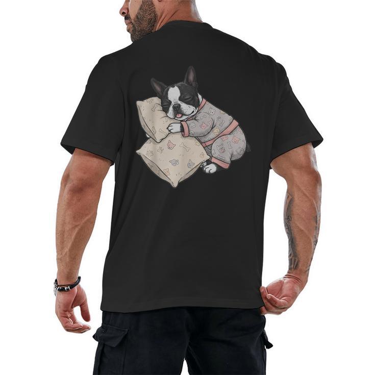 Sleepy Boston Terrier Pajama Men Women Kids Men's Back Print T-Shirt