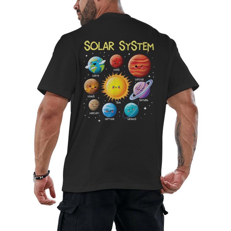 Solar System Cute Face Planets Space Science Teacher School Men's Back Print T-Shirt