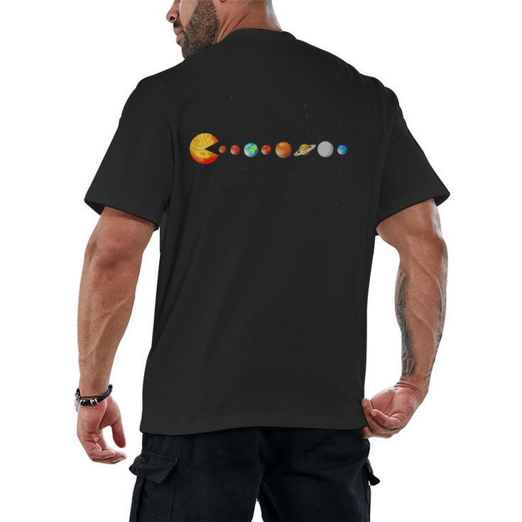 Solar System Teacher Video Games Sun Eating Planets Men's Back Print T-Shirt