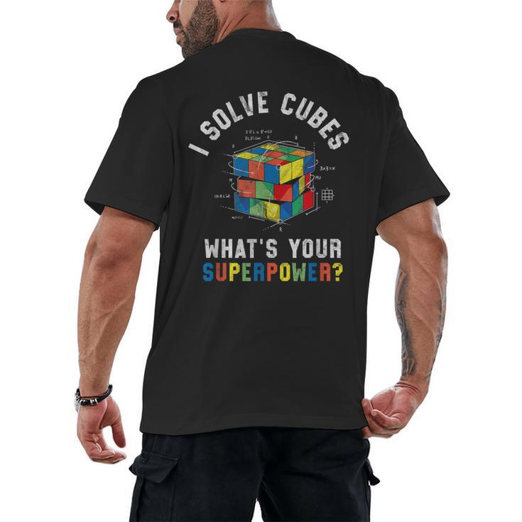 I Solve Cubes Speed Cubing Vintage Youth Math Teacher Men's Back Print T-Shirt