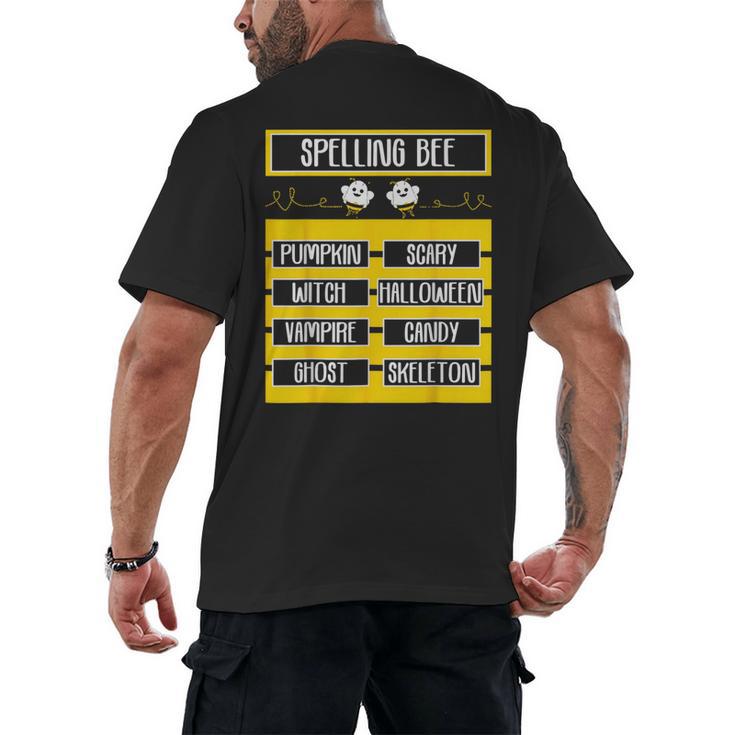 Spelling Bee Halloween Teachers Bee Spelling Competition Men's Back Print T-Shirt