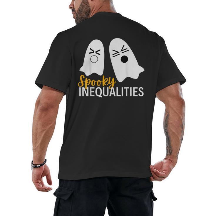 Spooky Ghost Inequalities Halloween Math Teacher Men's Back Print T-Shirt