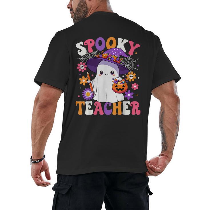 Spooky Teacher Halloween Cute Halloween Teacher Ghost Men's Back Print T-Shirt