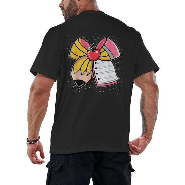 Student Teacher Coquette Bow Pencil Back To School First Day Men's Back Print T-Shirt