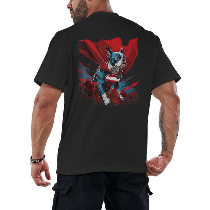 Super Power Superhero Boston Terrier Dog For Men Women Kids Men's Back Print T-Shirt