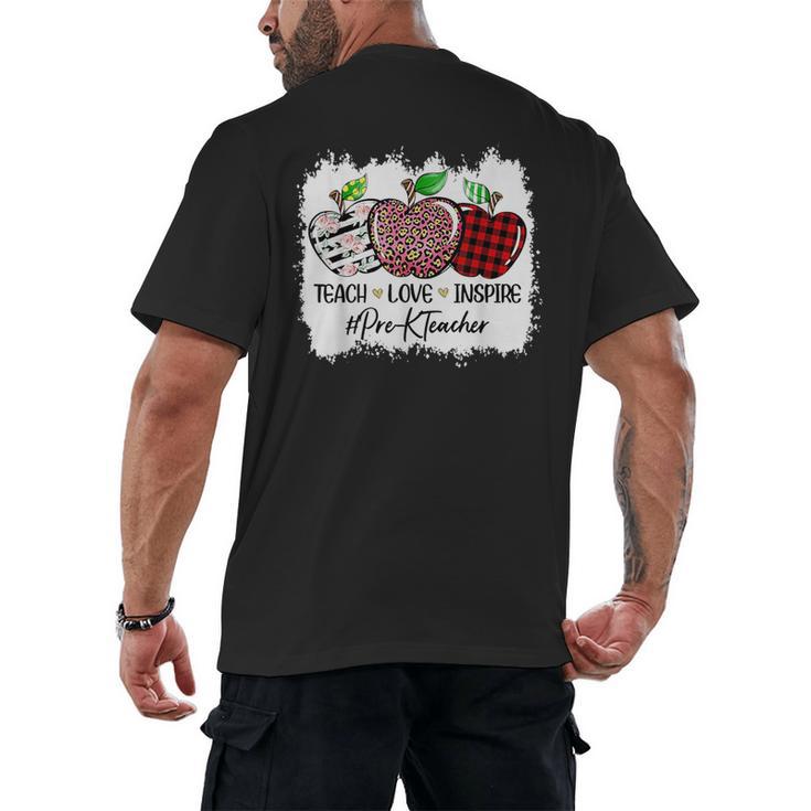 Teach Love Inspire Pre-k Teacher Apple Leopard Red Plain Men's Back Print T-Shirt