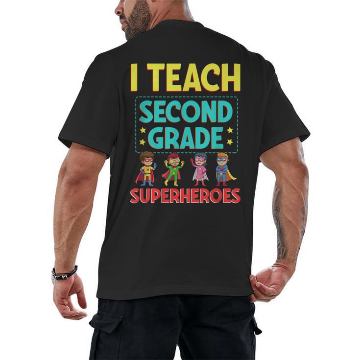 I Teach Second Grade Superheroes Teacher Superhero Men's Back Print T-Shirt