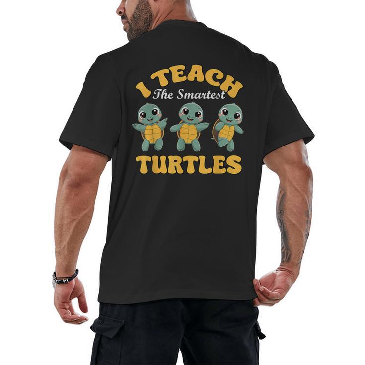 I Teach The Smartest Turtles Thanksgiving Proud Teacher Job Men's Back Print T-Shirt