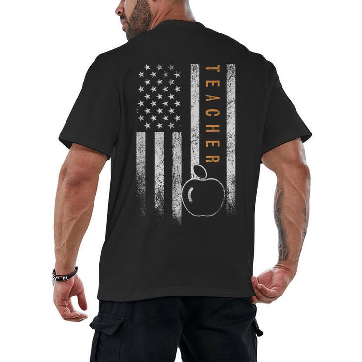 Teacher American Flag Teacher's Day Teaching Men's Back Print T-Shirt