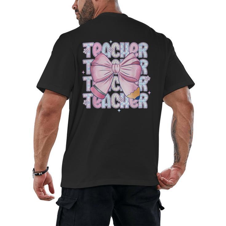 Teacher Bow Pencil Flowers Teacher Back To School Men's Back Print T-Shirt