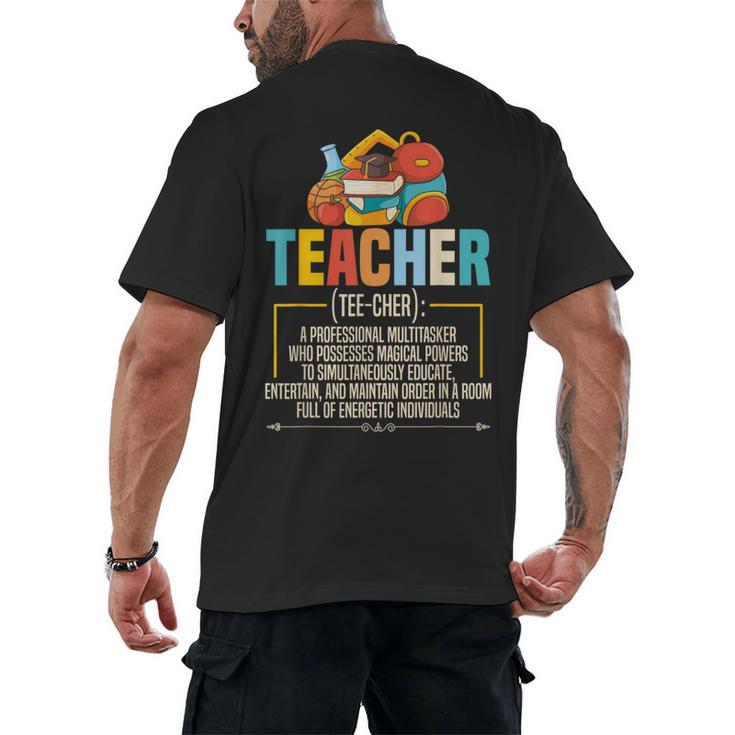 Teacher Definition Teaching School Teacher Men Women Men's Back Print T-Shirt