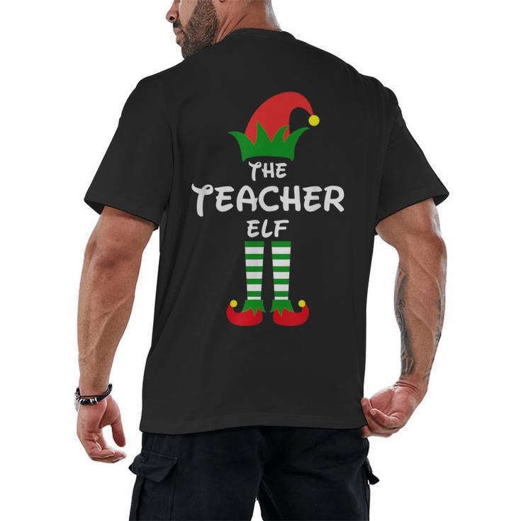 The Teacher Elf Family Matching Group Idea Christmas Men's Back Print T-Shirt