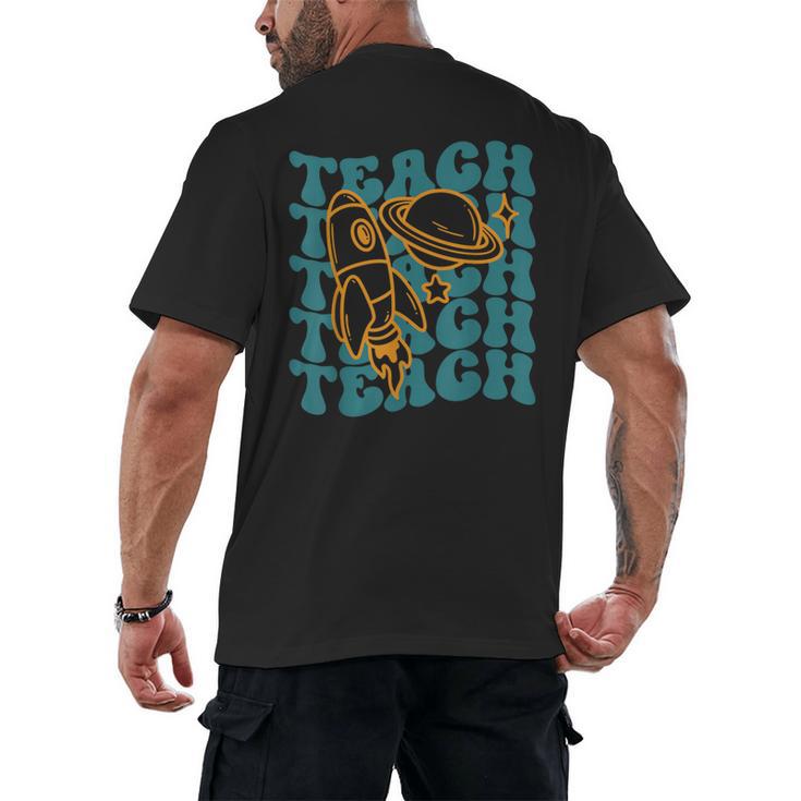 Teacher Outer Space Science Astronomy Planet Saturn Teach Men's Back Print T-Shirt