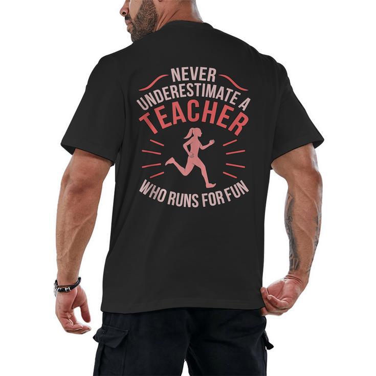 Teacher Who Runs Half Marathon Runner Running Lover Graphic Men's Back Print T-Shirt