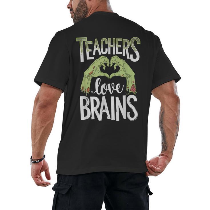 Teachers Love Zombie Teacher Halloween Fun Men's Back Print T-Shirt