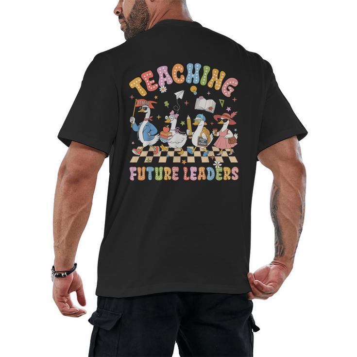 Teaching Future Leaders Teacher Back To School Cute Goose Men's Back Print T-Shirt