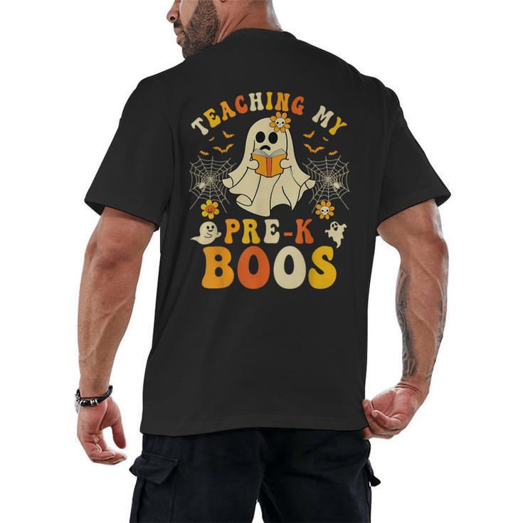 Teaching My Pre-K Boos Crew Teachers Halloween Ghost Men's Back Print T-Shirt