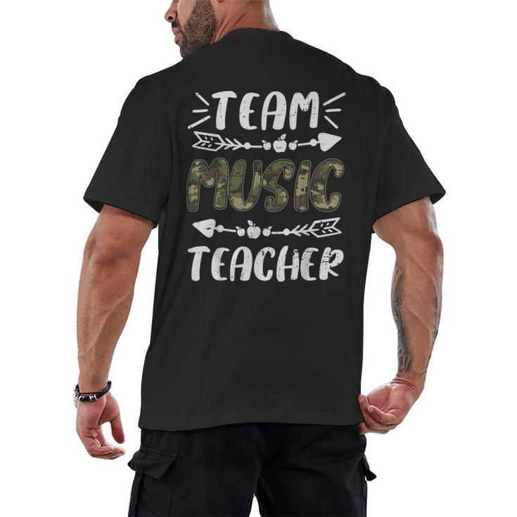Team Music Teacher Camo Teacher Student Back To School Men's Back Print T-Shirt