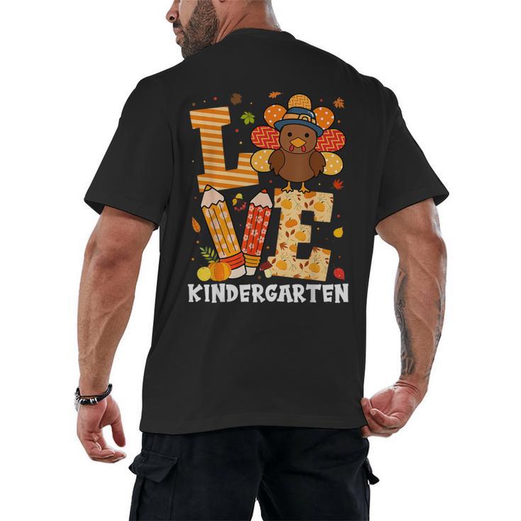 Thanksgiving Love Kindergarten Teacher Turkey Autumn Fall Men's Back Print T-Shirt