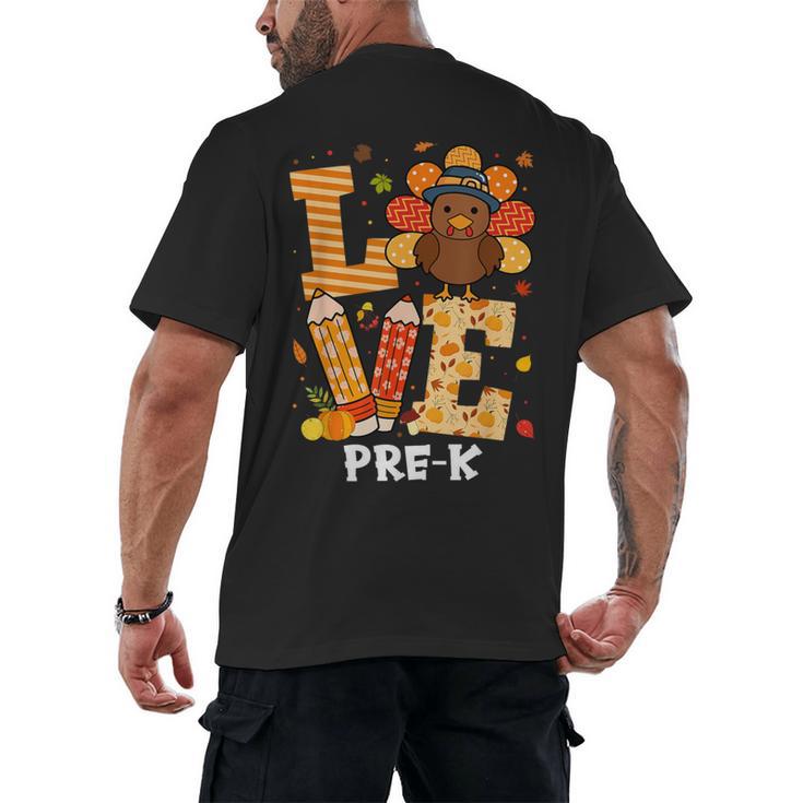 Thanksgiving Love Pre-K Teacher Turkey Autumn Fall For Men Women Girls Kids Men's Back Print T-Shirt